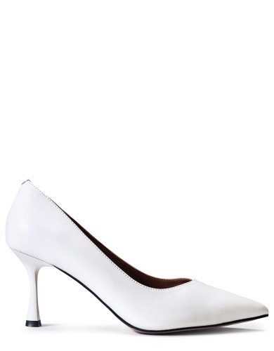 Бежевi шкіряні демісезонні туфлі на підборі