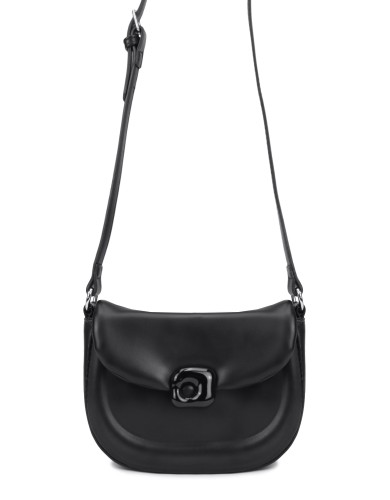 Черная кожаная маленькая женская сумка