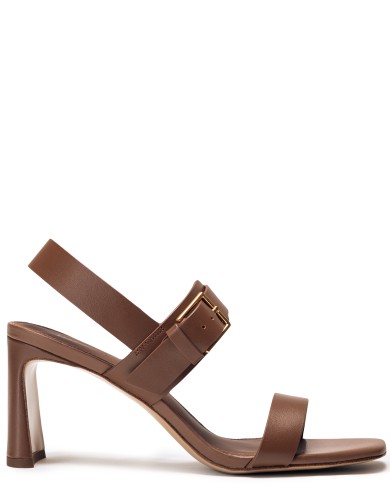 Коричневые кожаные летние босоножки