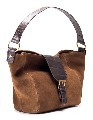 Коричневая кожаная средняя женская сумка