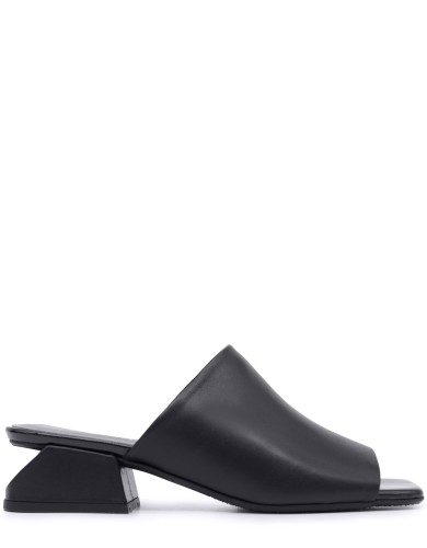 Черные кожаные летние мюли