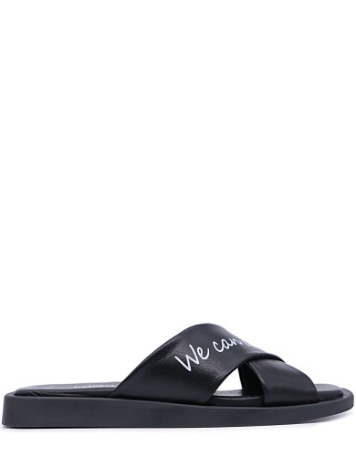 Черные кожаные летние шлепанцы