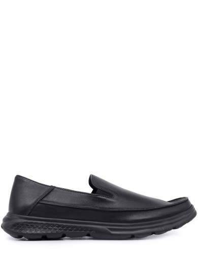 Черные кожаные демисезонные слипоны