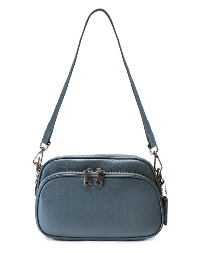 Голубая кожаная маленькая женская сумка