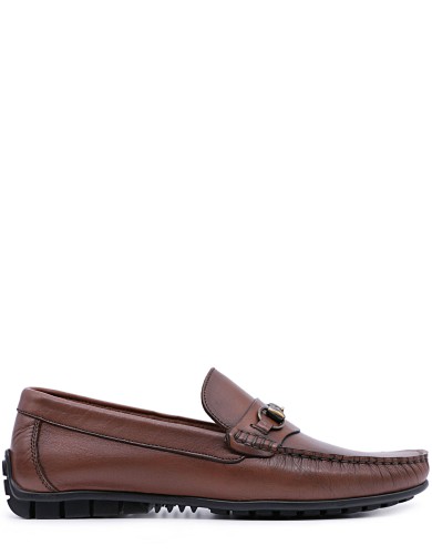 Коричневые кожаные демисезонные мокасины