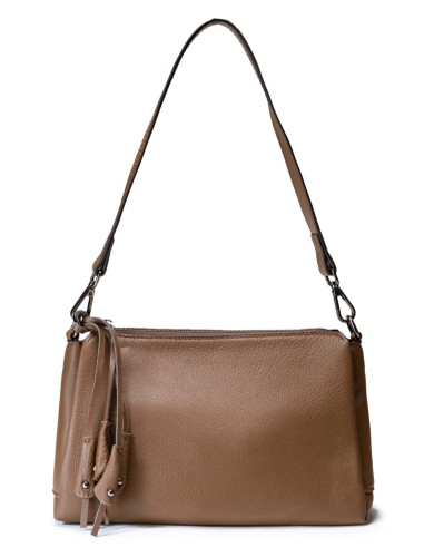 Коричневая кожаная средняя женская сумка