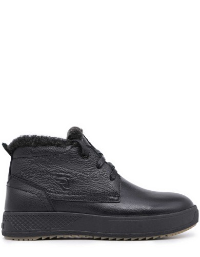 Черные кожаные зимние ботинки