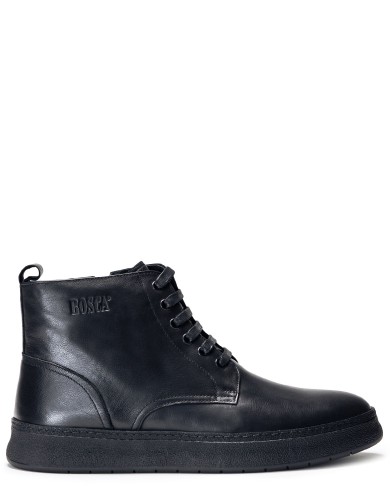 Черные кожаные зимние ботинки