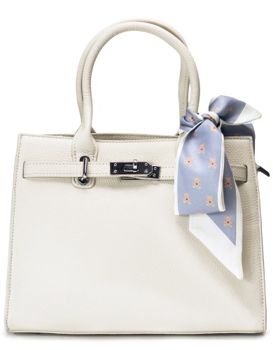 Белая кожаная средняя женская сумка