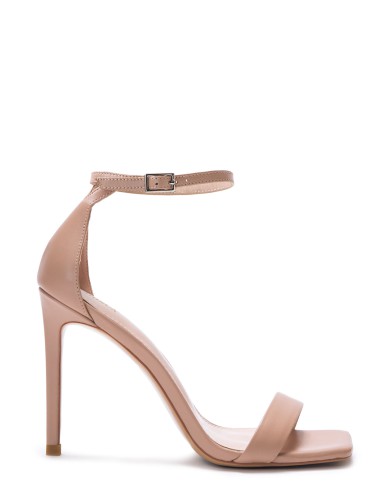 Бежевые кожаные летние босоножки