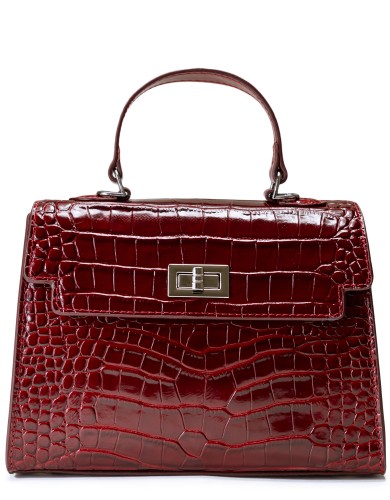 Бордовая лаковая маленькая женская сумка