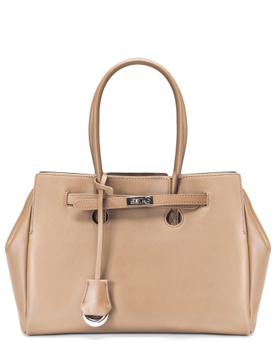 Коричневая кожаная средняя женская сумка