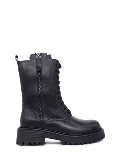 Чорні  шкіряні зимові черевики 