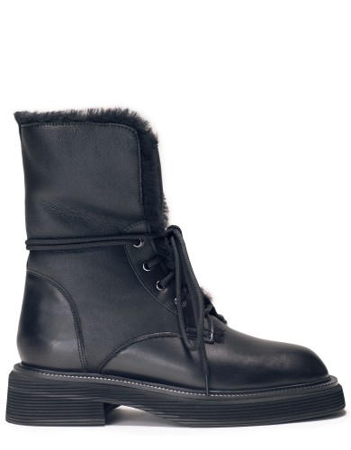 Чорні шкіряні  черевики зимові