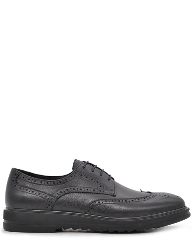 Черные кожаные демисезонные туфли