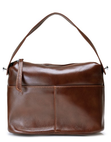 Коричневая кожаная средняя женская сумка