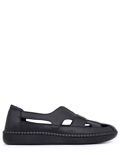 Чорні  шкіряні літні  туфлі