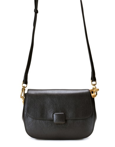 Чорна шкіряна маленька жіноча сумка