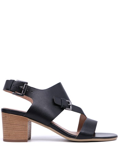 Черные кожаные летние босоножки 