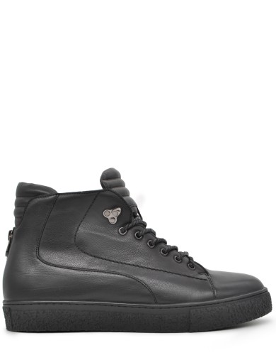 Черные кожаные зимние ботинки