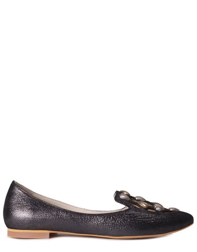 Чорні  шкіряні літні  балетки літні