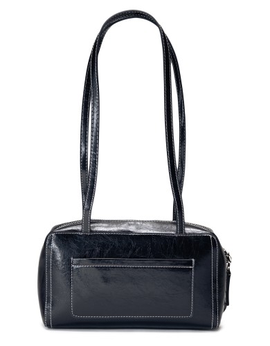 Черная кожаная маленькая женская сумка