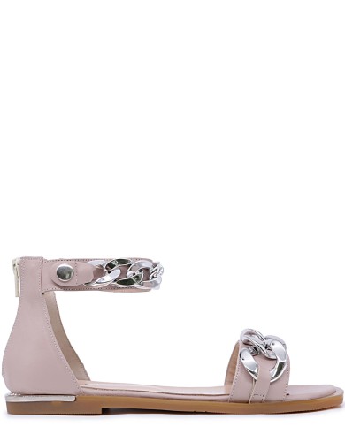 Бежевые кожаные летние босоножки