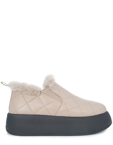 Бежевi шкіряні зимові сліпони