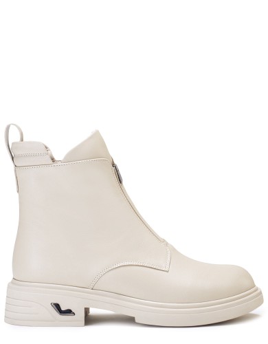 Бежевые кожаные демисезонные ботинки 