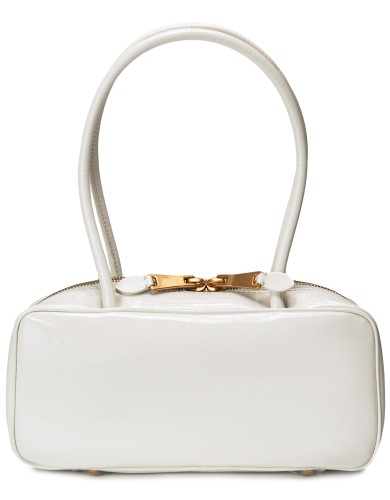 Белая лаковая маленькая женская сумка