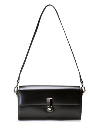 Чорна шкіряна маленька жіноча сумка