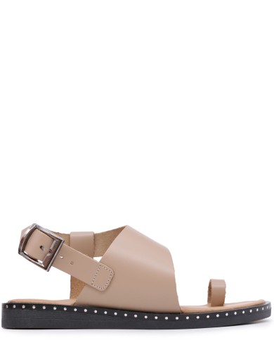 Бежевые кожаные летние сандалии