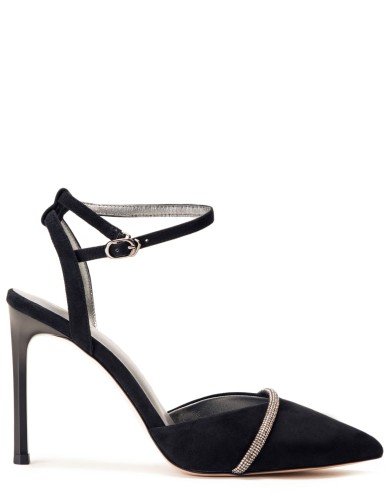 Чорні  замшеві  літні  туфлі на підборі