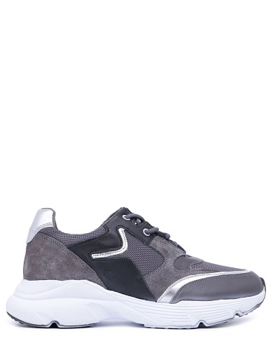 Сірі  шкіряні  демісезонні  кросівки 