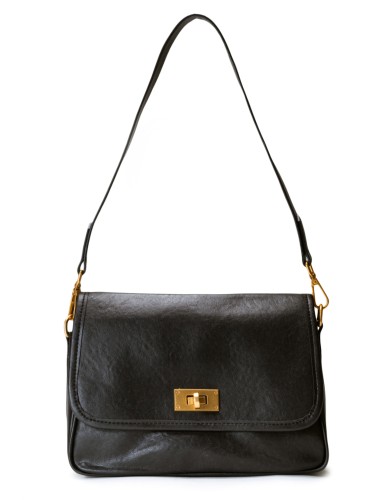 Черная кожаная маленькая женская сумка