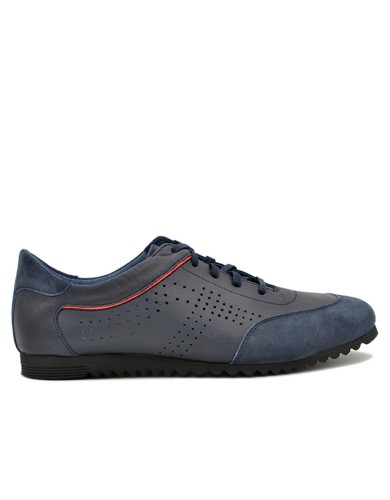 Сині  шкіряні літні  кросівки