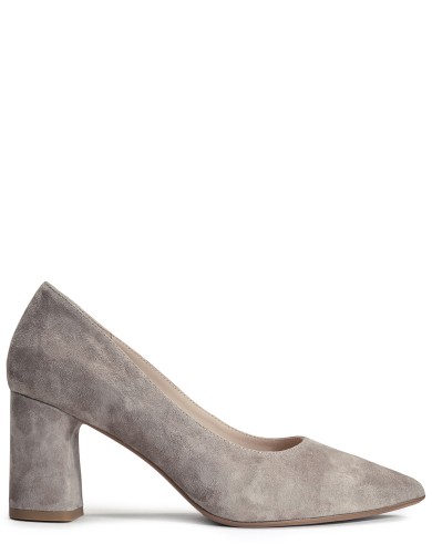 Бежевi замшеві  демісезонні туфлі на підборі