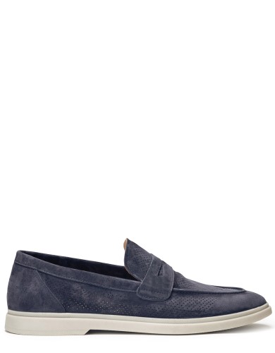 Синие  летние лоферы