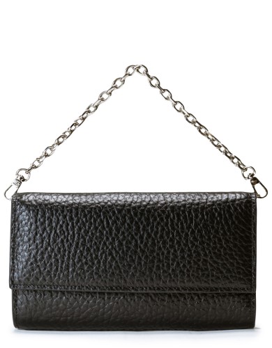 Черная кожаная маленькая женская сумка