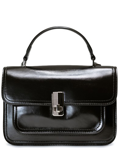 Черная кожаная средняя женская сумка