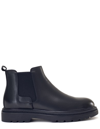 Черные кожаные зимние ботинки