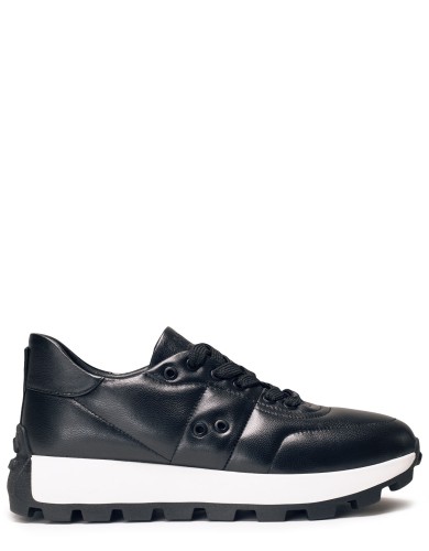 Черные кожаные демисезонные кроссовки 