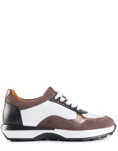 Разноцветные кожаные демисезонные  кроссовки 