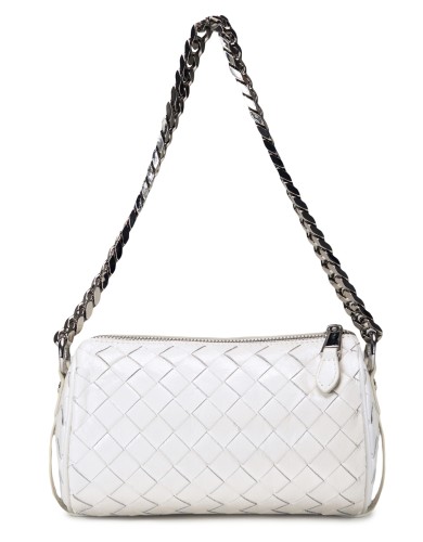 Белая кожаная маленькая женская сумка