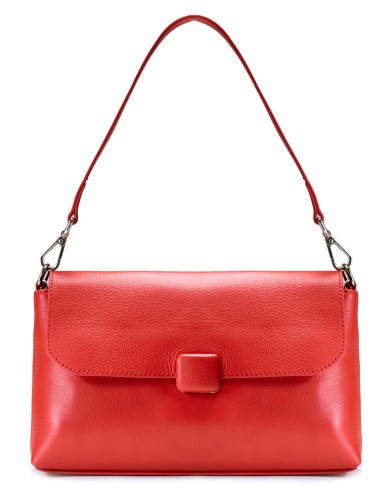 Красная кожаная средняя женская сумка