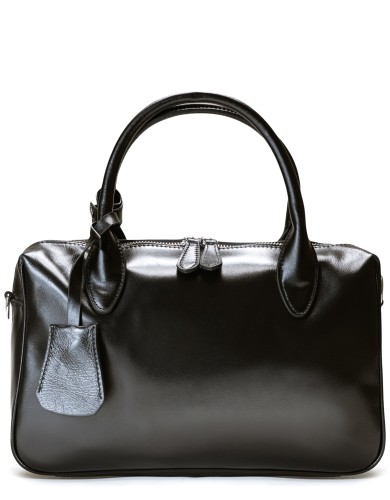 Черная кожаная средняя женская сумка