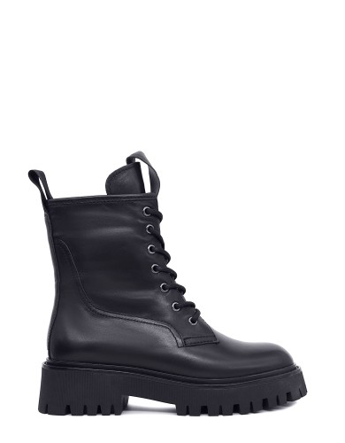 Чорні  шкіряні зимові черевики 