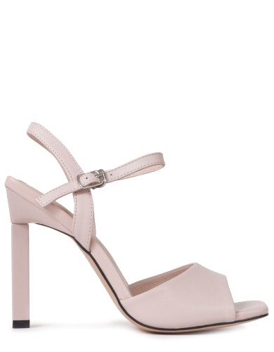 Пудровые кожаные летние босоножки