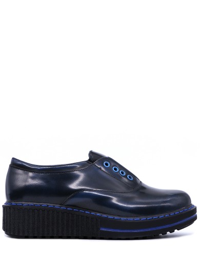 Сині шкіряні демісезонні туфлі