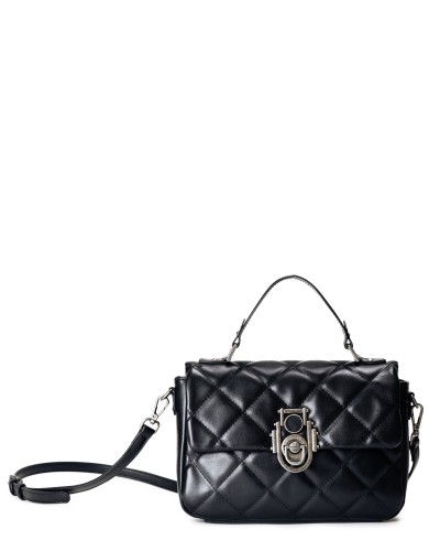 Черная кожаная «эко» средняя женская сумка